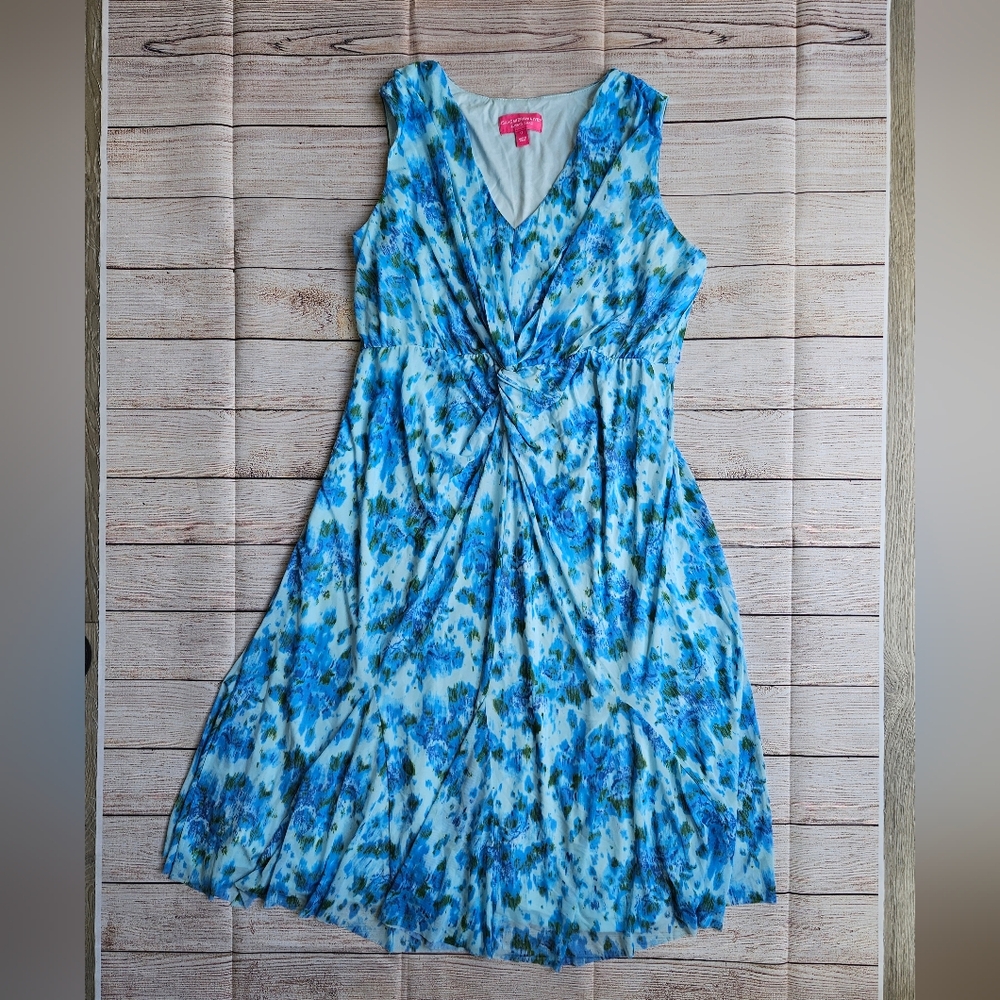 Isaac Mizrahi Floral Blue Sleeveless Dress
